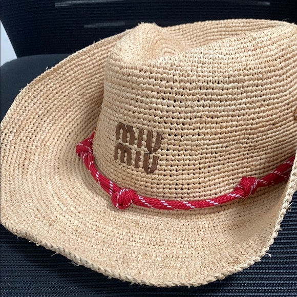 Miu Miu Accessories - Miu Miu Straw Hat with Red Rope Detail